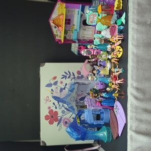 Huge lot of Disney Princess playsets, Polly pocket dolls & story stackers